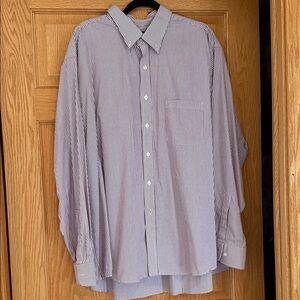 Van Heusen Men’s Striped Dress Shirt - White & Blue Stripe